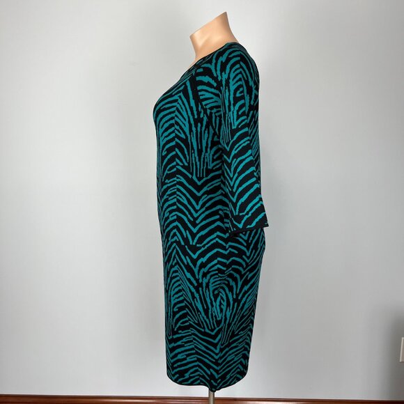 i.b.b.i. Womens Plus Zebra Stripe Bodycon Dress Cyan Blue Black Knit size 22 - Picture 6 of 12